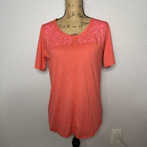 Lululemon Run Away Tee Heather Atomic Red Size 6 Reflective Gym Athleisure